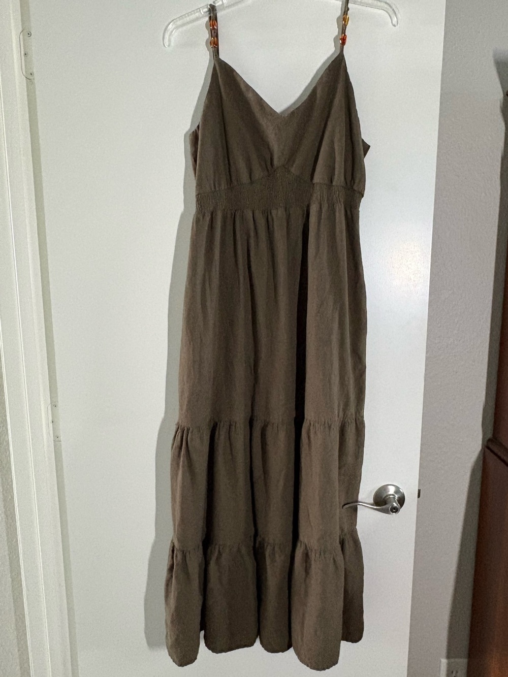 Nicole Miller Boho Green Linen Maxi Sundress